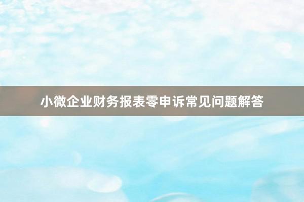 小微企业财务报表零申诉常见问题解答