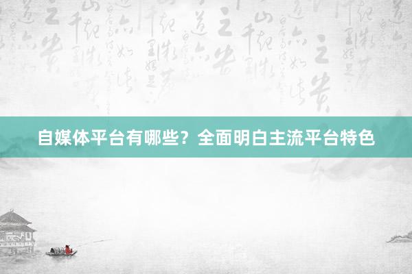 自媒体平台有哪些？全面明白主流平台特色